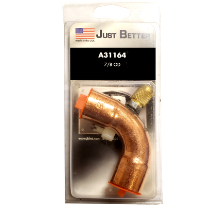 JB INDUSTRIES A31164 1/4" Access Valve 90 Degrees: 7/8 in ODS, Brass/Copper