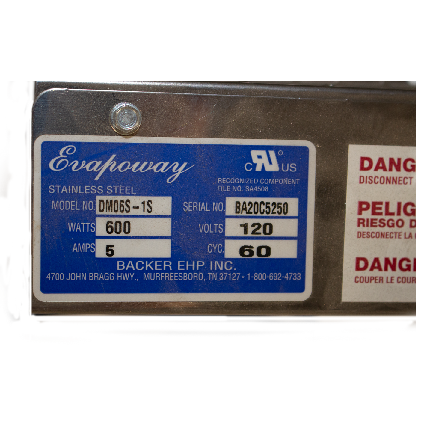 dm06S-1s-evapoway-condensate-pan-serial-number-tag